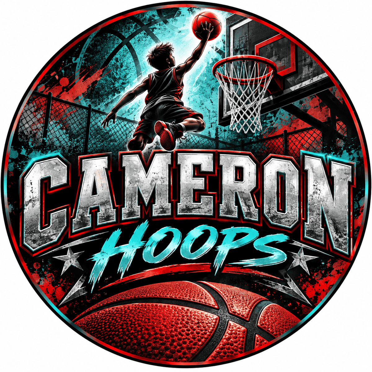 Rusty Rooster Fabrication & Design Personalized Full-Color Steel Sign Personalized Hoops Basketball Round Steel Sign (Sub A107)