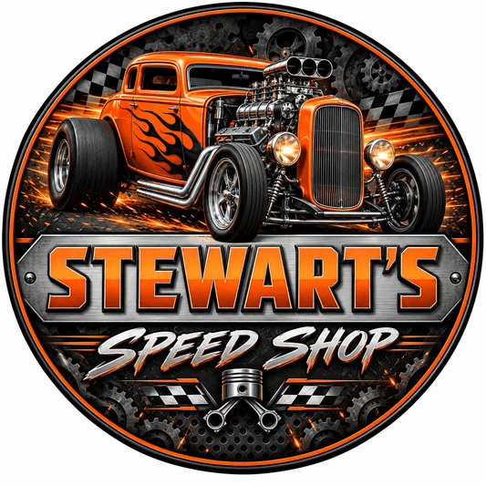 Rusty Rooster Fabrication & Design Personalized Full-Color Steel Sign Personalized Hot Rod Speed Shop Round Steel Sign (Sub A20)