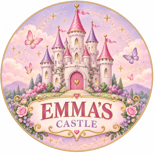 Rusty Rooster Fabrication & Design Personalized Full-Color Steel Sign Personalized Princess Castle Kids Round Steel Sign (Sub A39)