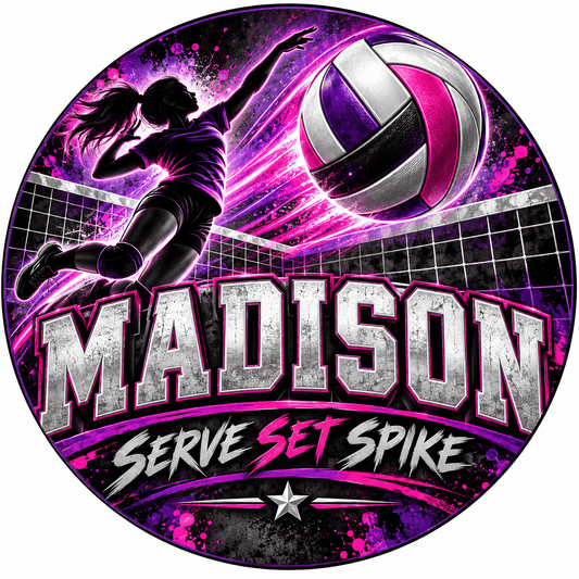 Rusty Rooster Fabrication & Design Personalized Full-Color Steel Sign Personalized Serve Set Spike Volleyball Round Steel Sign (Sub A109)