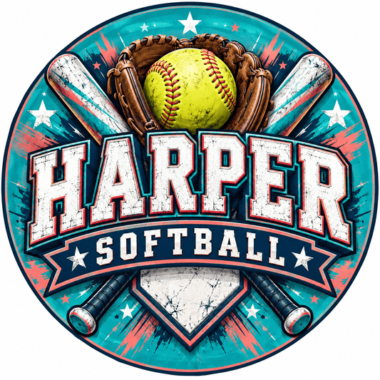 Rusty Rooster Fabrication & Design Personalized Full-Color Steel Sign Personalized Softball Round Steel Sign (Sub A94)