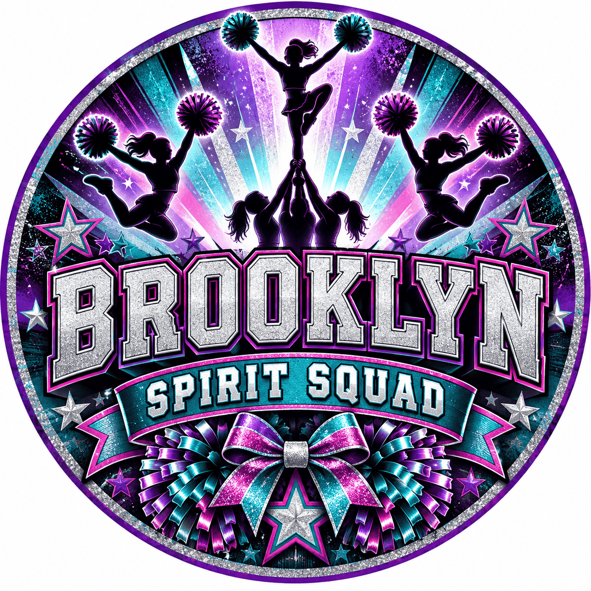 Rusty Rooster Fabrication & Design Personalized Full-Color Steel Sign Personalized Spirit Squad Cheer Round Steel Sign (Sub A111)