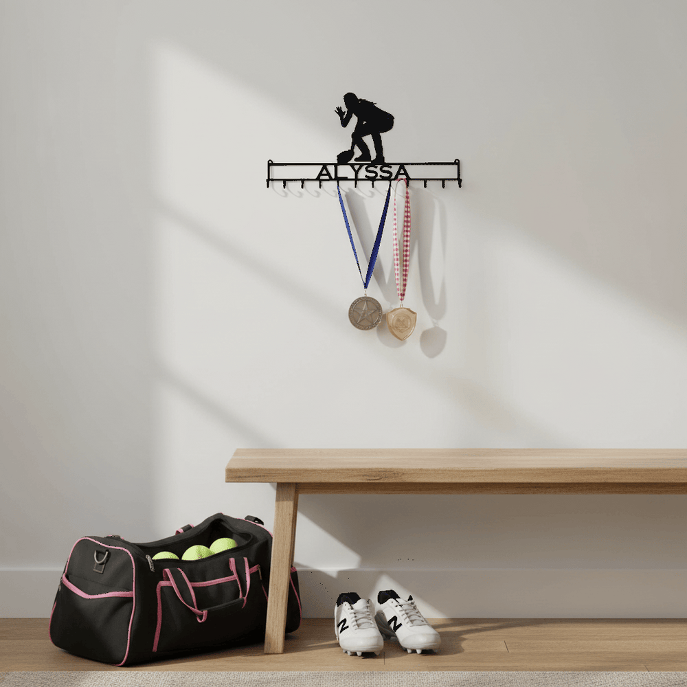 Rusty Rooster Fabrication & Design Personalized Girls Softball Medal Holder – 12 Hooks (I19)