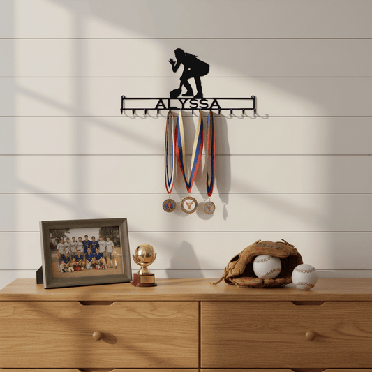 Rusty Rooster Fabrication & Design Personalized Girls Softball Medal Holder – 12 Hooks (I19)