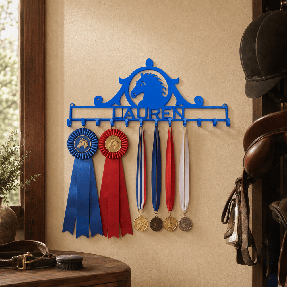 Rusty Rooster Fabrication & Design Personalized Horse Medal and Ribbon Holder (P20)