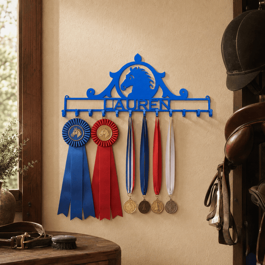 Rusty Rooster Fabrication & Design Personalized Horse Medal and Ribbon Holder (P20)