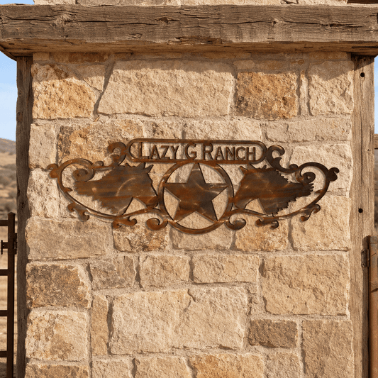 Rusty Rooster Fabrication & Design Personalized Horses & Texas Star Metal Sign (Z13)