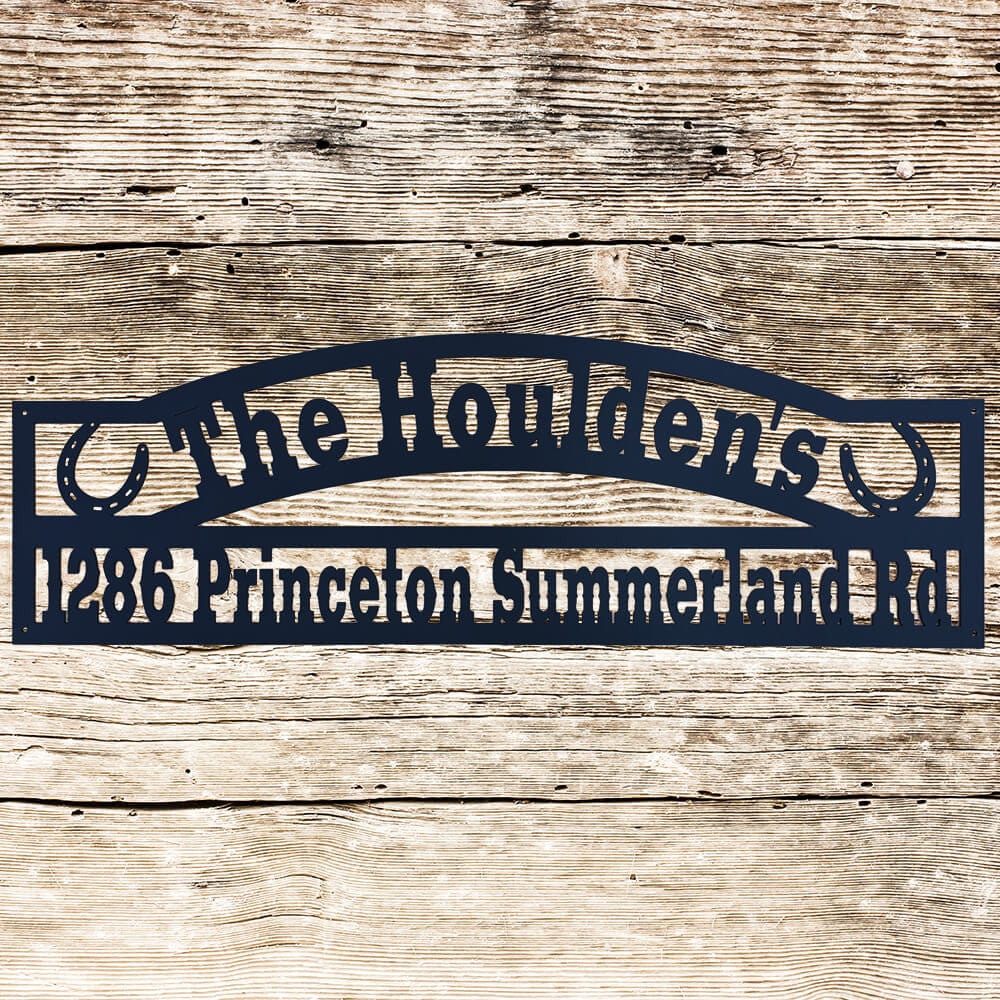 Rusty Rooster Fabrication & Design Personalized Horseshoes Address Sign (Q22)