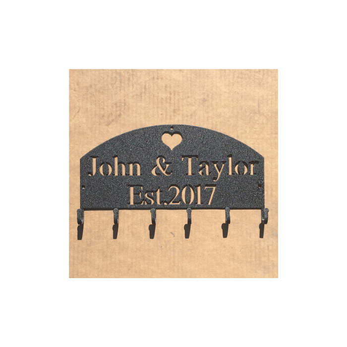 Rusty Rooster Fabrication & Design Personalized Key Holder with Heart and Personalized Text Field (K29)