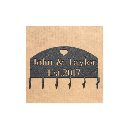 Rusty Rooster Fabrication & Design Personalized Key Holder with Heart and Personalized Text Field (K29)