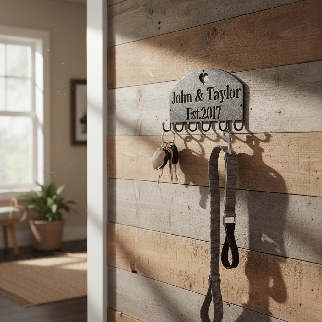 Rusty Rooster Fabrication & Design Personalized Key Holder with Heart and Personalized Text Field (K29)