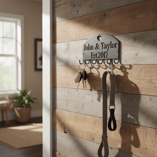 Rusty Rooster Fabrication & Design Personalized Key Holder with Heart and Personalized Text Field (K29)