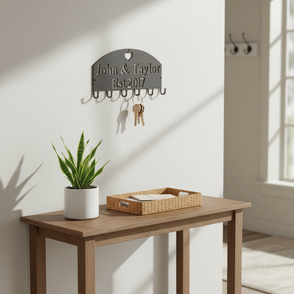 Rusty Rooster Fabrication & Design Personalized Key Holder with Heart and Personalized Text Field (K29)