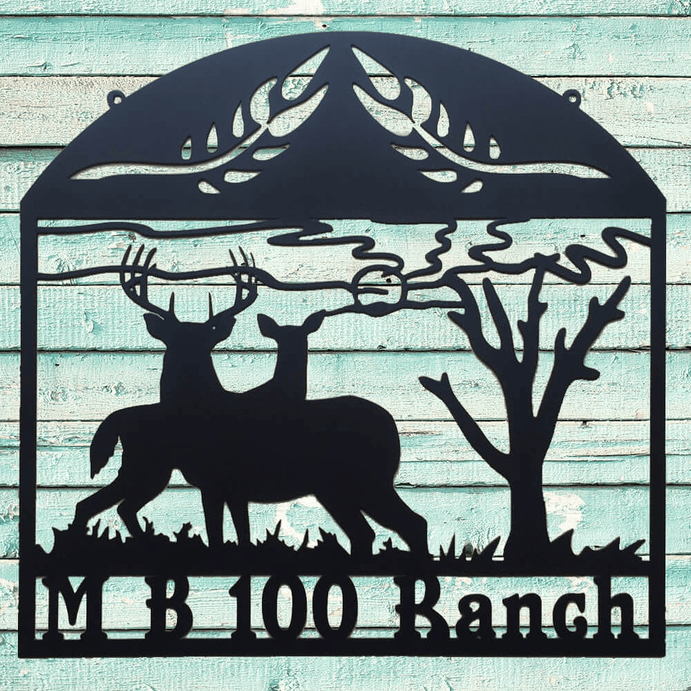 Rusty Rooster Fabrication & Design Personalized King & Queen Deer Ranch Sign (Q24)