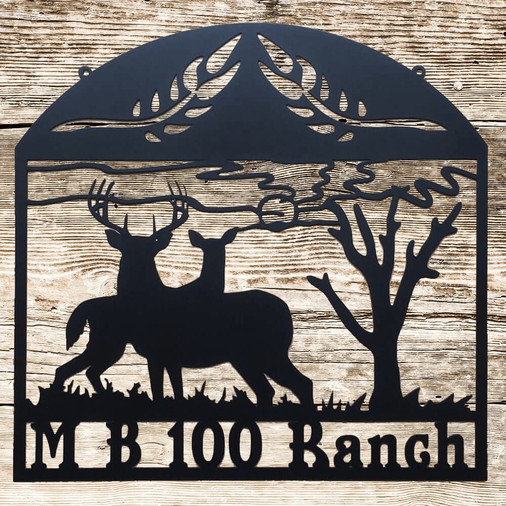 Rusty Rooster Fabrication & Design Personalized King & Queen Deer Ranch Sign (Q24)