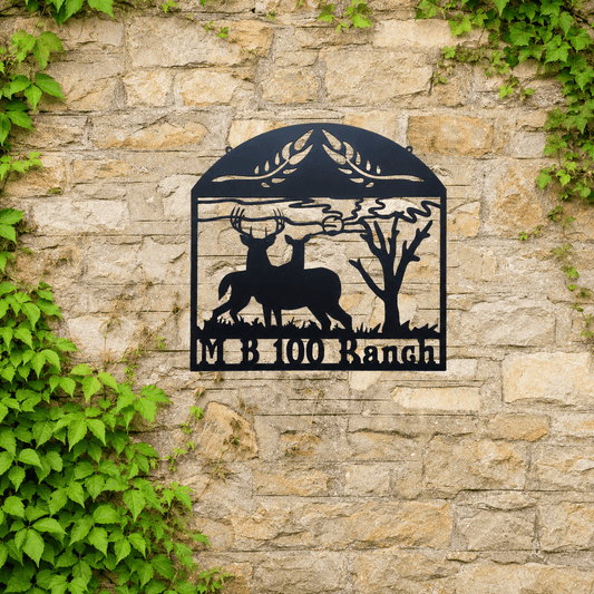 Rusty Rooster Fabrication & Design Personalized King & Queen Deer Ranch Sign (Q24)