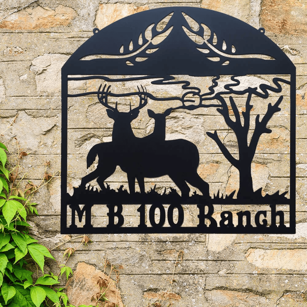 Rusty Rooster Fabrication & Design Personalized King & Queen Deer Ranch Sign (Q24)