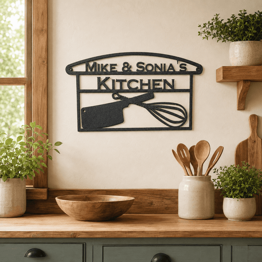 Rusty Rooster Fabrication & Design Personalized Kitchen Utensils Metal Sign (N14)