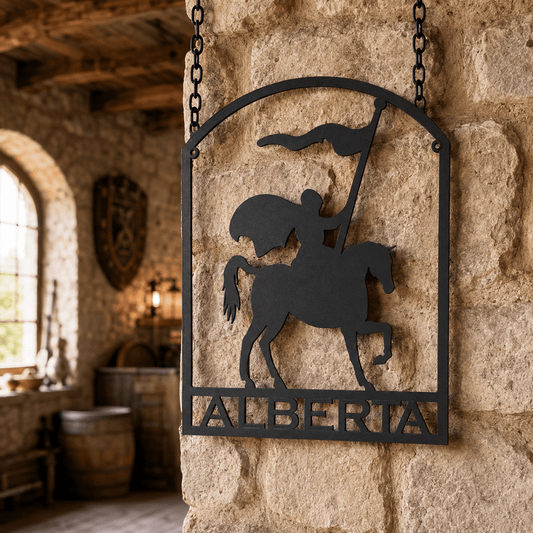 Rusty Rooster Fabrication & Design Personalized Knight on Horse Metal Sign (L15)