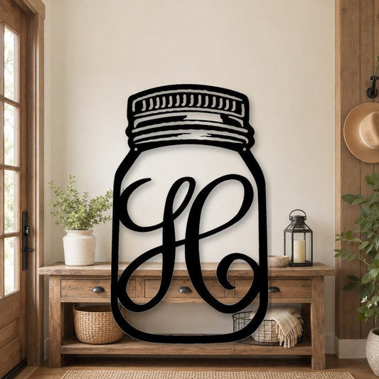 Rusty Rooster Fabrication & Design Personalized Mason Jar Monogram Metal Sign (B70)