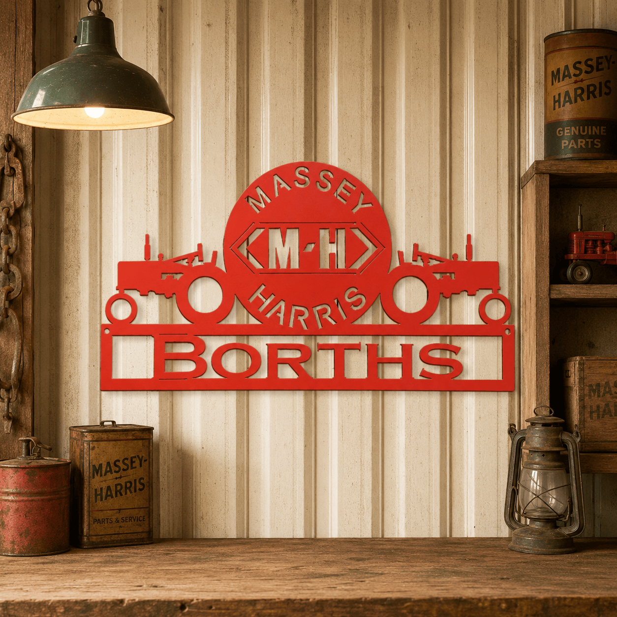 Rusty Rooster Fabrication & Design Personalized Massey-Harris Dual Tractor Metal Sign (C23)