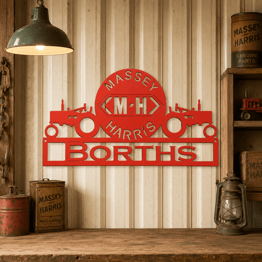 Rusty Rooster Fabrication & Design Personalized Massey-Harris Dual Tractor Metal Sign (C23)
