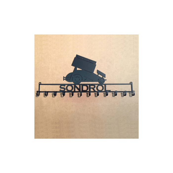 Rusty Rooster Fabrication & Design Personalized Medal Rack featuring A Sprint Car (H28)