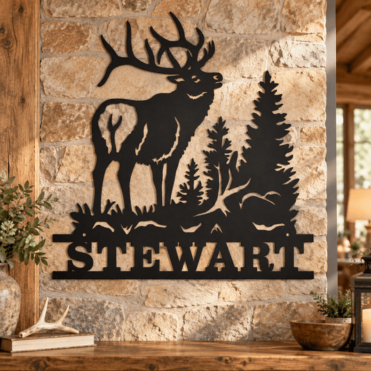 Rusty Rooster Fabrication & Design Personalized Metal Sign Personalized Elk Family Name Metal Sign (D84)