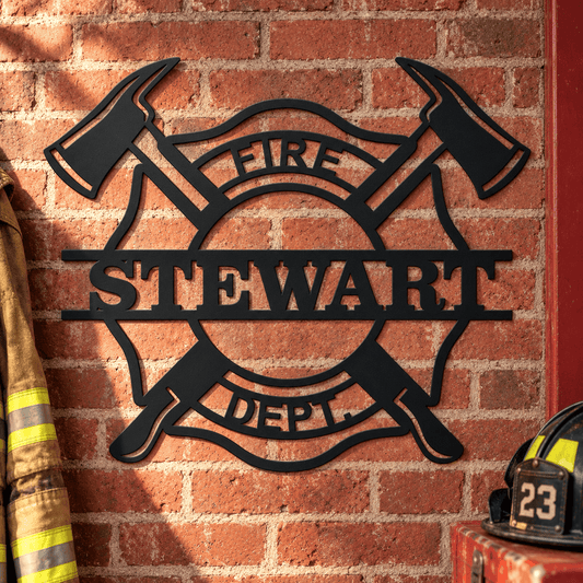 Rusty Rooster Fabrication & Design Personalized Metal Sign Personalized Fire Department Family Name Metal Sign (D86)