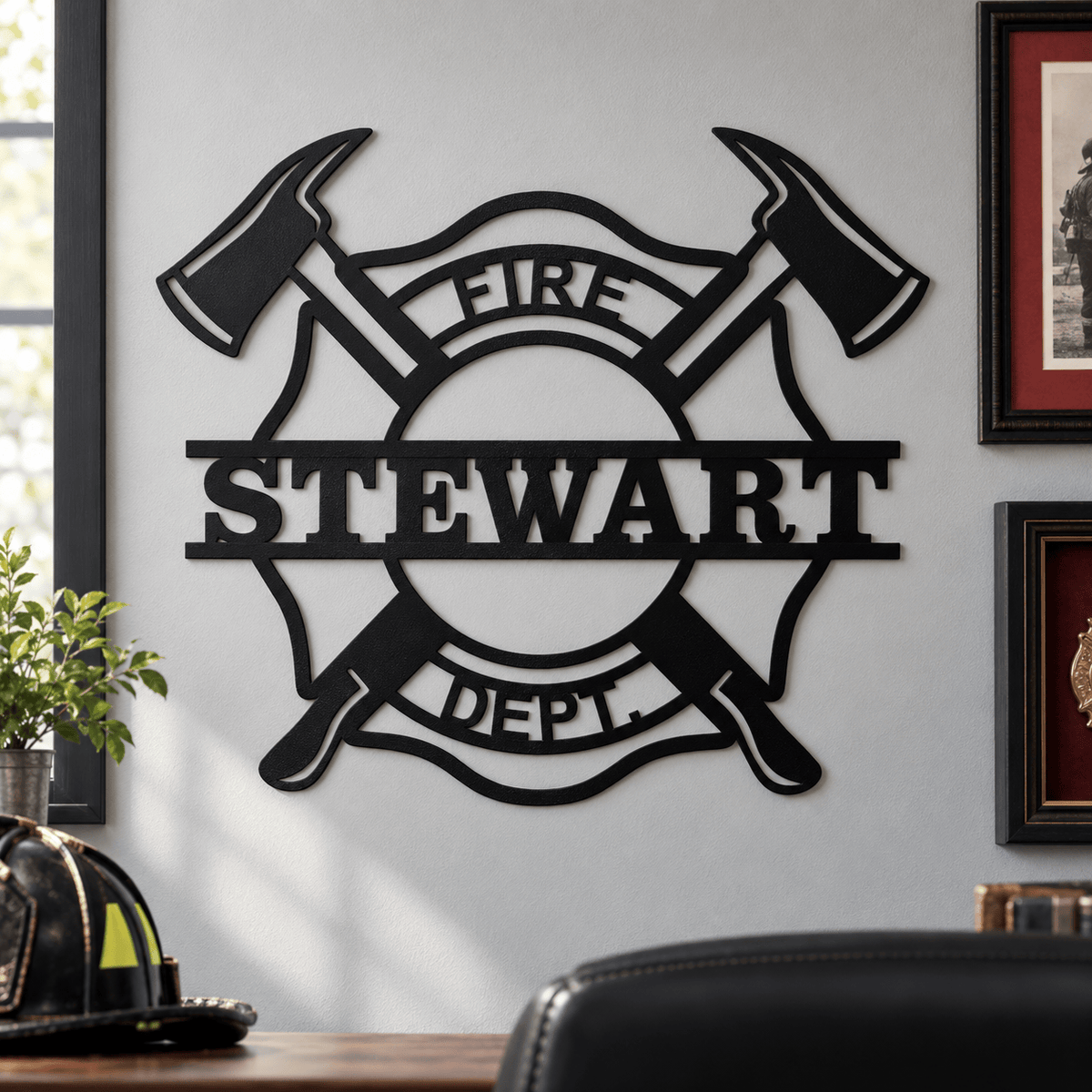 Rusty Rooster Fabrication & Design Personalized Metal Sign Personalized Fire Department Family Name Metal Sign (D86)