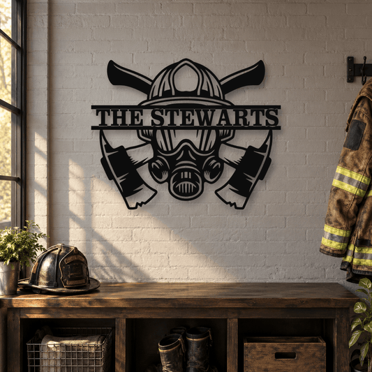 Rusty Rooster Fabrication & Design Personalized Metal Sign Personalized Firefighter Family Name Metal Sign (D85)