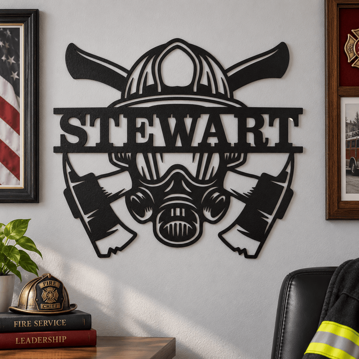 Rusty Rooster Fabrication & Design Personalized Metal Sign Personalized Firefighter Family Name Metal Sign (D85)