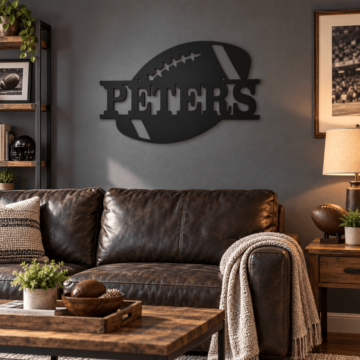 Rusty Rooster Fabrication & Design Personalized Metal Sign Personalized Football Family Name Metal Sign (D87)