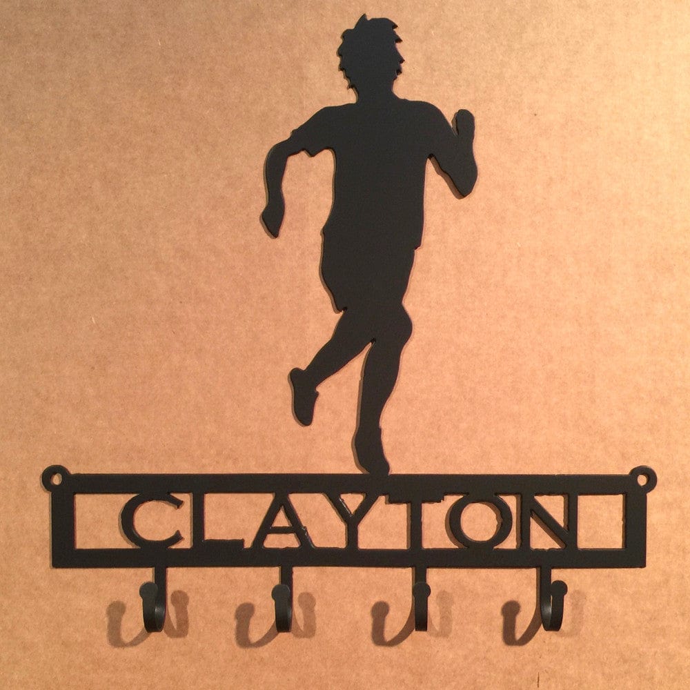 Rusty Rooster Fabrication & Design "Personalized Motivation: Male Runner Key Holder with Custom Text Field - Stay Organized in Athletic Style!" (H19)