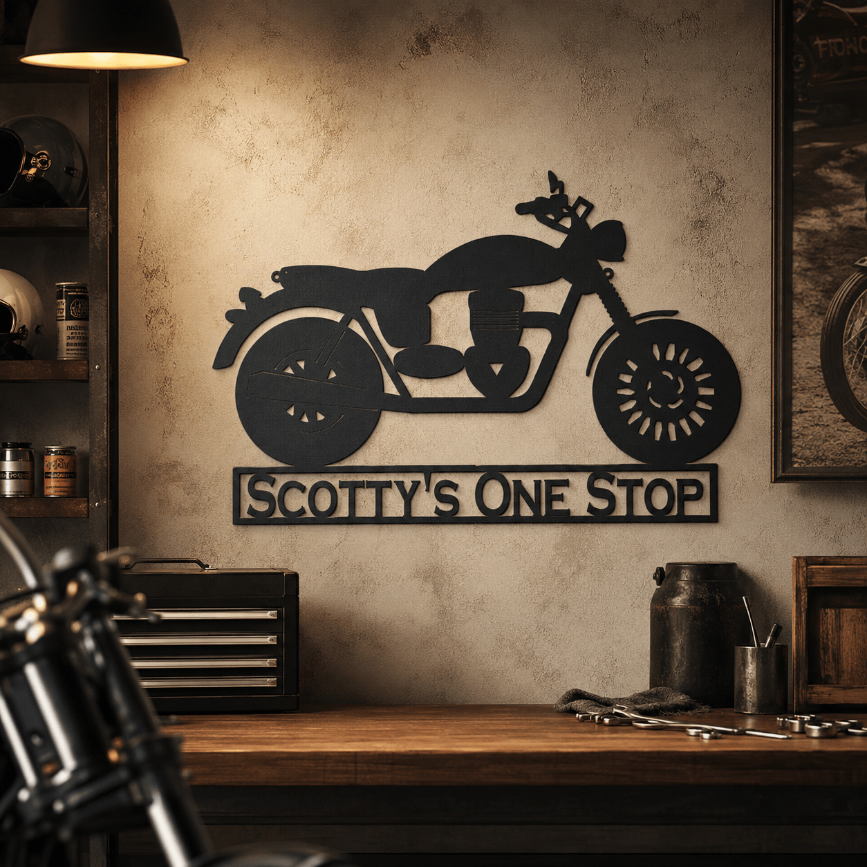 Rusty Rooster Fabrication & Design Personalized Motorcycle Metal Sign (N17)