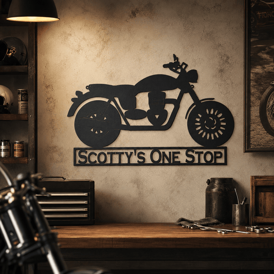 Rusty Rooster Fabrication & Design Personalized Motorcycle Metal Sign (N17)