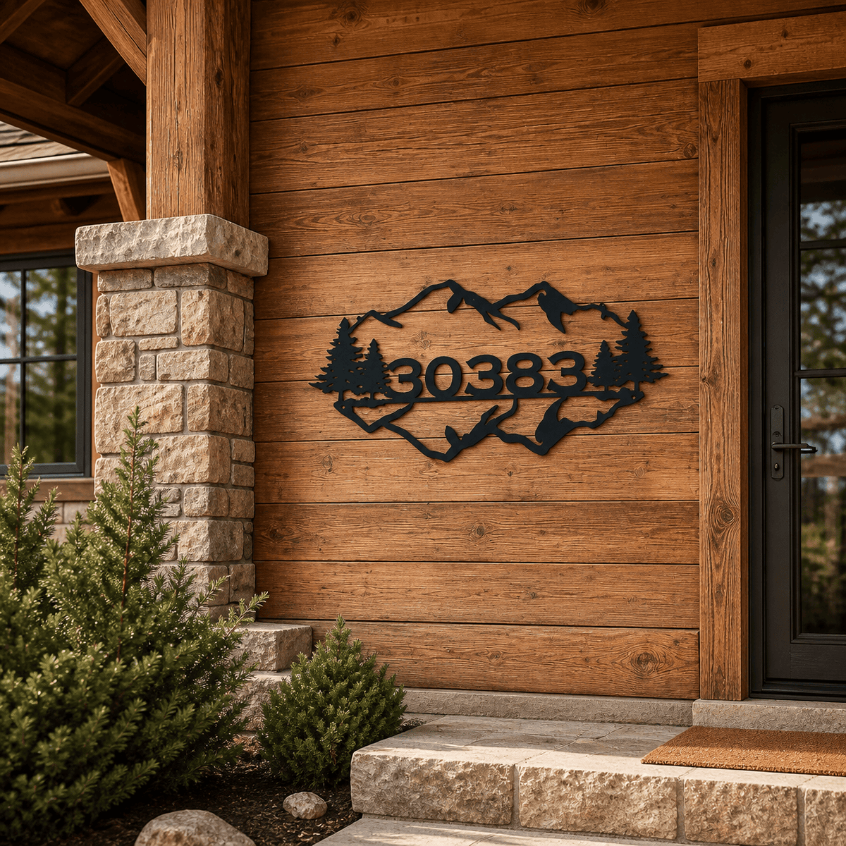 Rusty Rooster Fabrication & Design Personalized Mountain Address Sign – Cabin Wildlife Decor (K1)