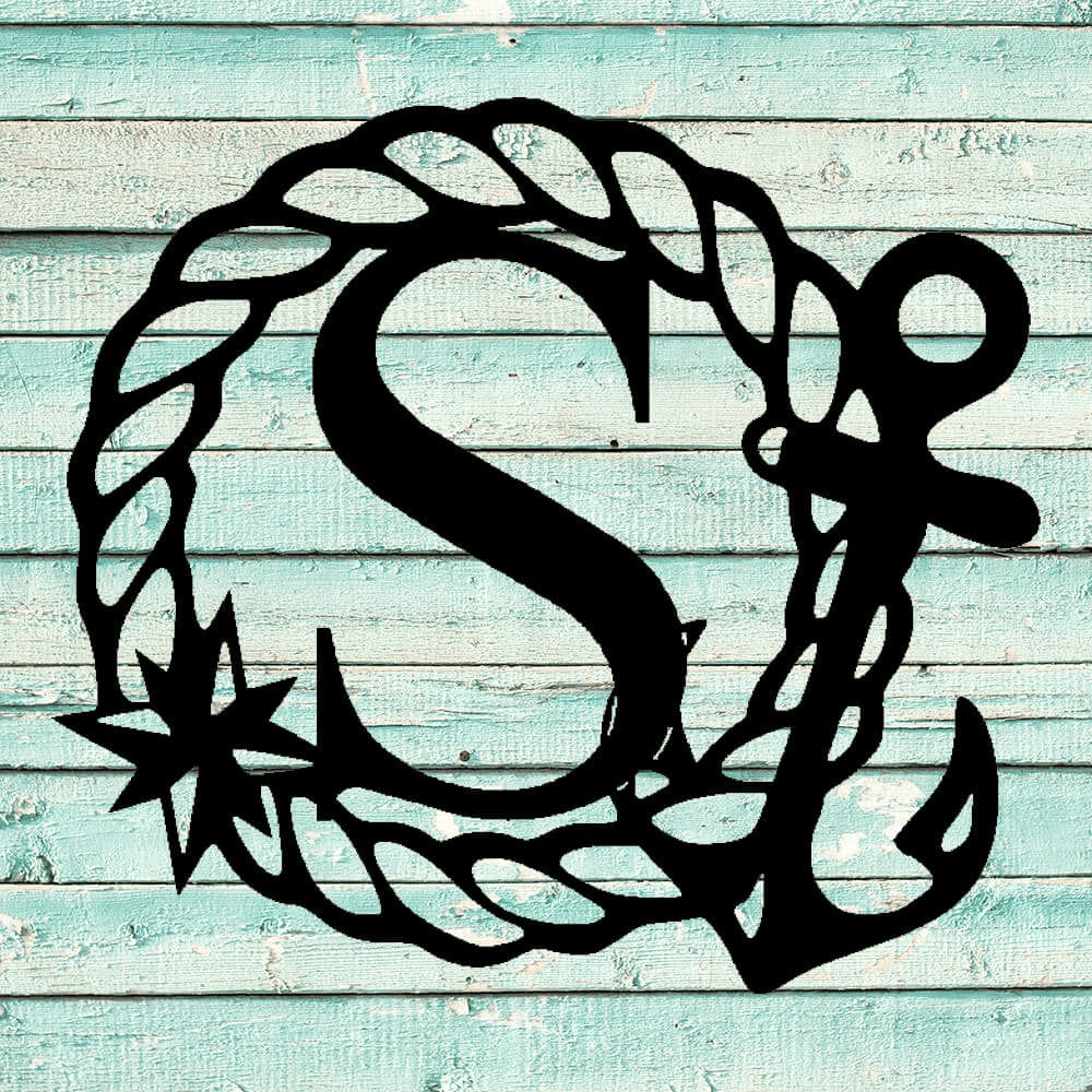 Rusty Rooster Fabrication & Design Personalized Nautical Monogram Metal Sign (A50)