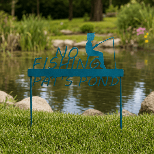 Rusty Rooster Fabrication & Design Personalized No Fishing Metal Garden Stake (X21)