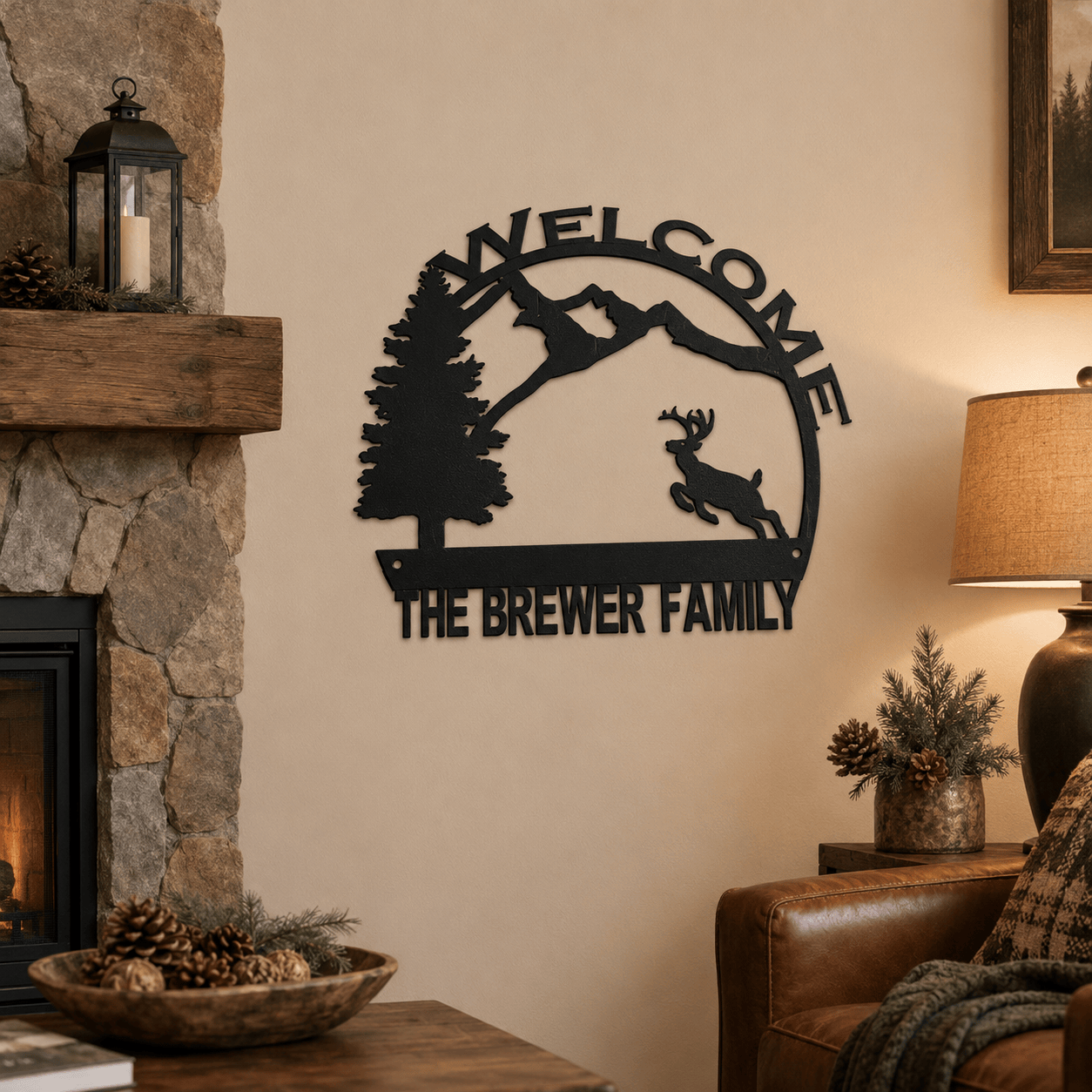 Personalized Running Deer Welcome Sign