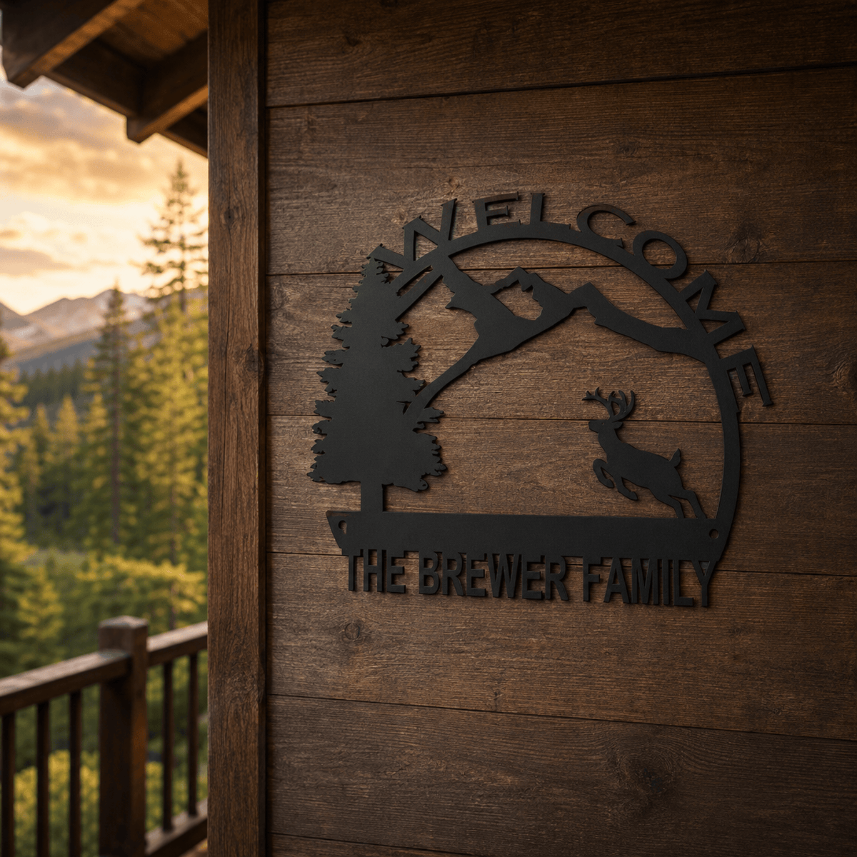 Personalized Running Deer Welcome Sign