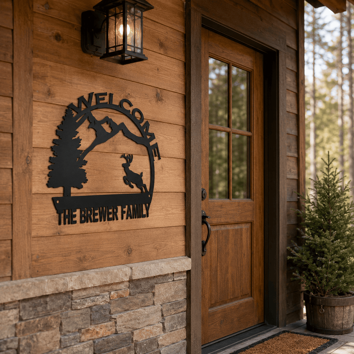 Personalized Running Deer Welcome Sign