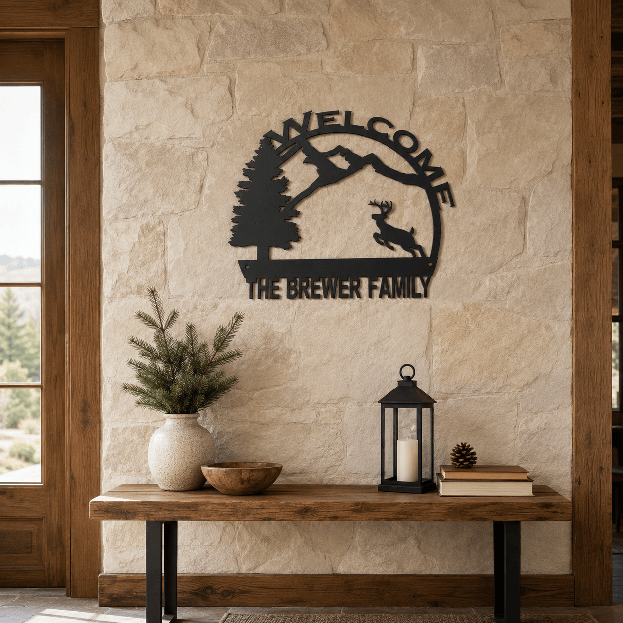 Personalized Running Deer Welcome Sign