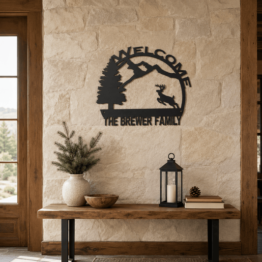 Personalized Running Deer Welcome Sign