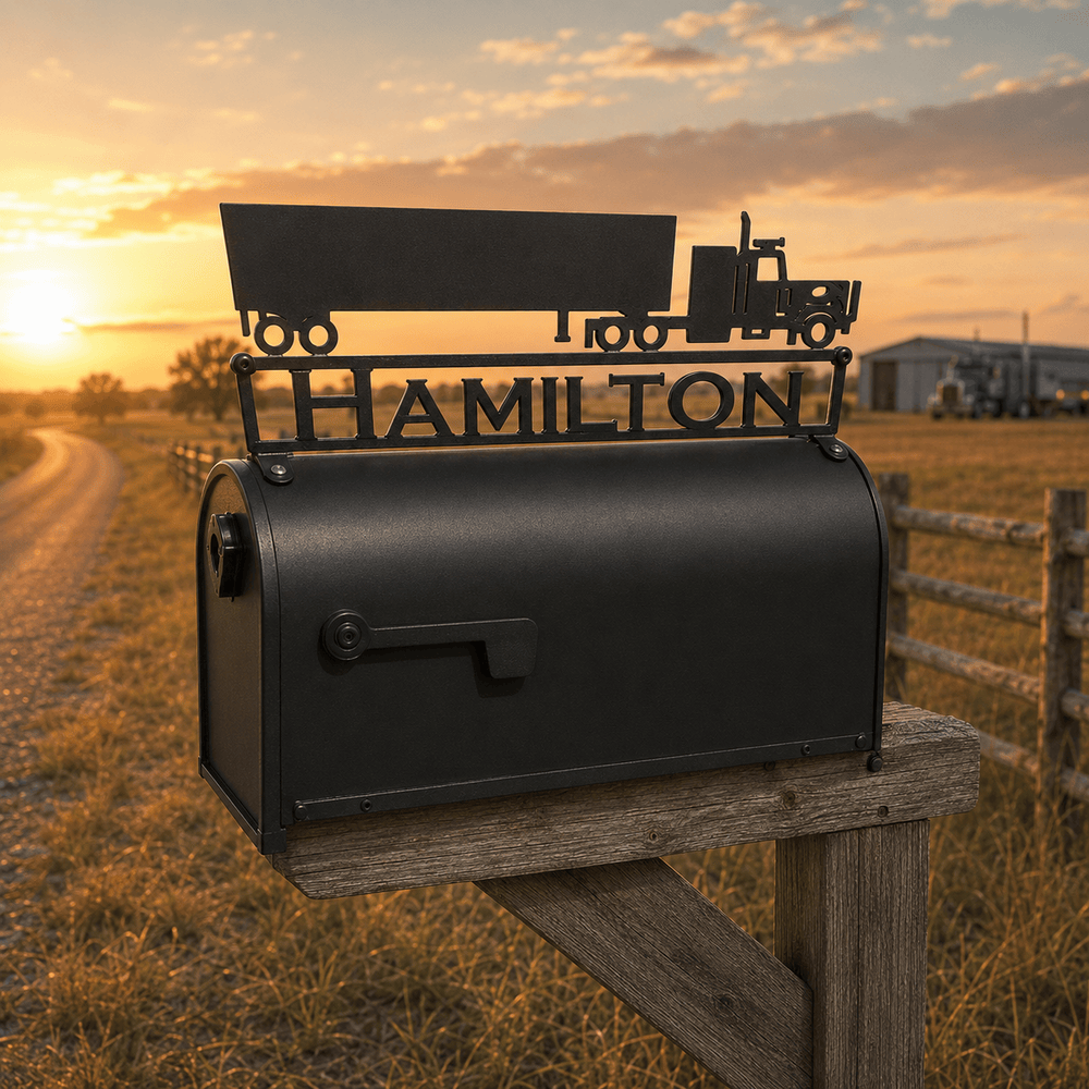Rusty Rooster Fabrication & Design Personalized Semi Truck Mailbox Topper (Y24)