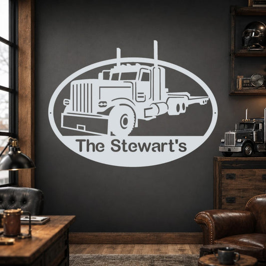 Rusty Rooster Fabrication & Design Personalized Semi Truck Metal Sign (A82)