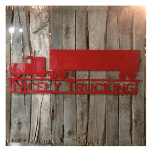 Rusty Rooster Fabrication & Design Personalized Semi Truck & Trailer Metal Sign (G18)