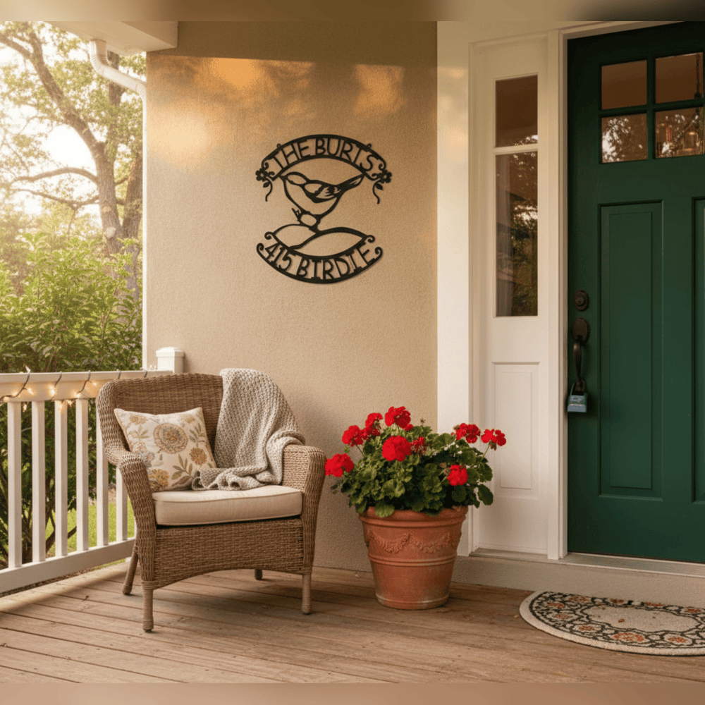 Rusty Rooster Fabrication & Design Personalized Songbird Metal Address Sign (F22)
