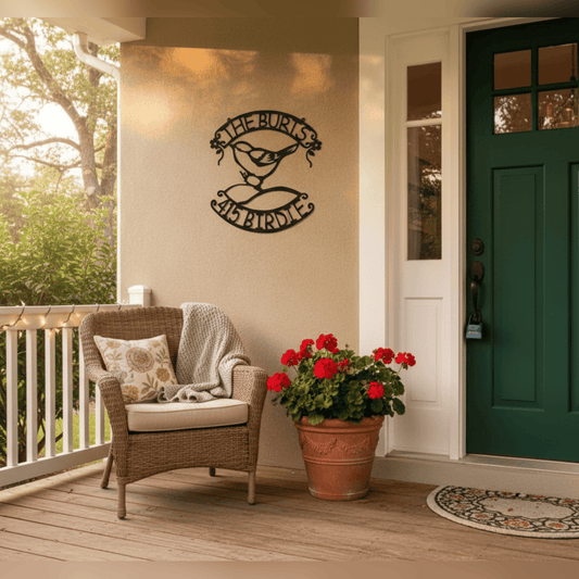 Rusty Rooster Fabrication & Design Personalized Songbird Metal Address Sign (F22)