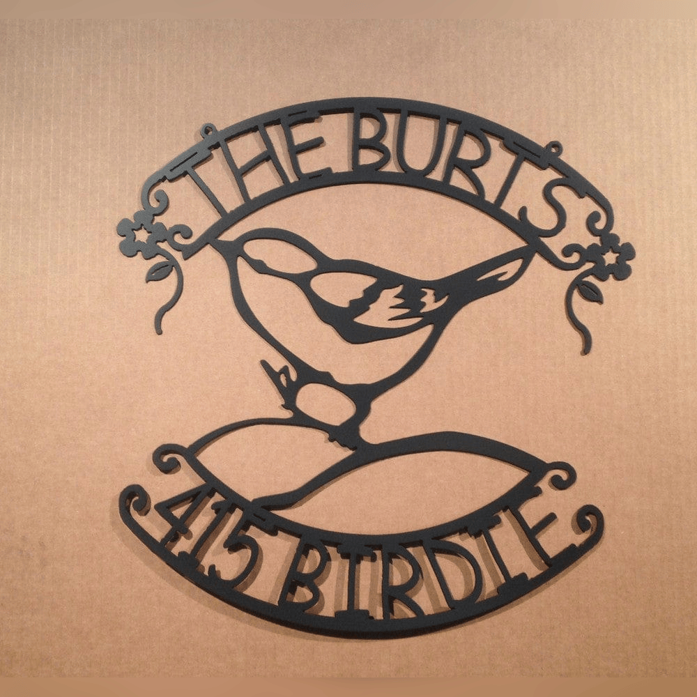 Rusty Rooster Fabrication & Design Personalized Songbird Metal Address Sign (F22)